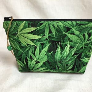 Bolsa cosmética com zíper acolchoado para maconha / cannabis, bolsa de maquiagem, bolsa para gadgets, bolsa para joias, bolsa clutch