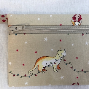 Christmas Otter Flat Zipper Coin Purse, Credit Card Wallet, AirPod Case, Business Card Case