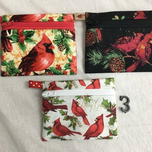 Cardinal Bird Flat Zipper Monedero, AirPod Case, Business Card Case, Credit Card Wallet