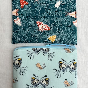Moths  Medium Padded Zipper Bag, Gadget Bag, Travel Pouch, Cosmetic Pouch