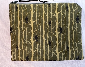 Ravens in Trees Medium Padded Zipper Bag, Cosmetic Pouch, Accessory Bag, Travel Pouch
