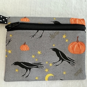 Monedero con cremallera plana Raven, cartera para tarjetas Raven, estuche para tarjetas de visita Raven