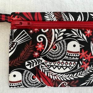 Holiday Bird Coin Purse, Bird Card Case, Business Card Case, Earbud Pouch