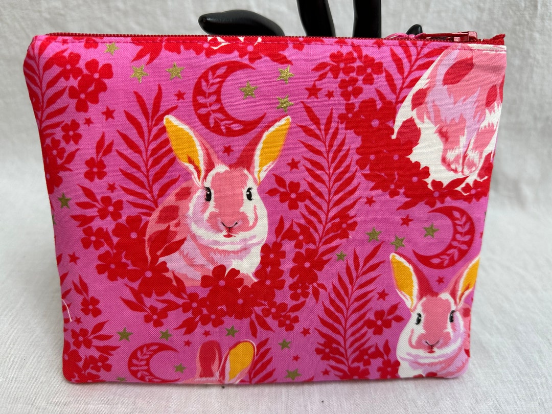Tula Pink Rabbit Bunny Tula Pink Medium Padded Zipper Bag, Bunny Travel Pouch, Bunny ...