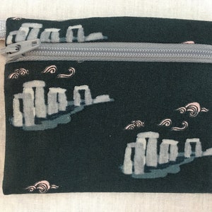 Stonehenge Flat Zipper Coin Purse, Credit Card Wallet, Air Pod Case, Earbud Pouch