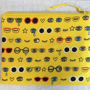 Eyes and Glasses Padded Medium Zipper Bag, Cosmetic Pouch, Organizer Bag, zipper Makeup Bag
