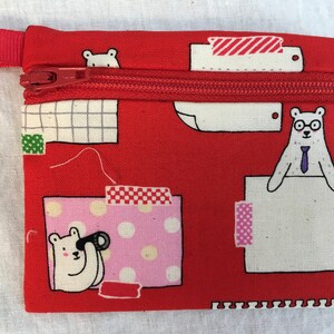 Bears Flat Zipper Coin Purse, Credit Card Wallet, Earbud Pouch, AirPod Case