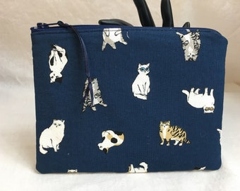 Cats with Glasses Medium Padded Zipper Bag, Travel Bag, Organizer Pouch, Cosmetic Bag