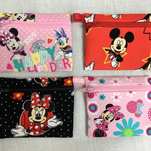 Mickey & Minnie Mouse Zipper Coin Purse, Credit Card Wallet, Earbud Pouch, iPod Holder