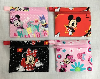 Mickey & Minnie Mouse Zipper Coin Purse, Credit Card Wallet, Earbud Pouch, iPod Holder