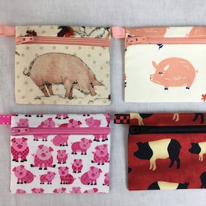Pig Zipper Coin Purse, Credit Card Case, Earbud Pouch, iPod Pouch