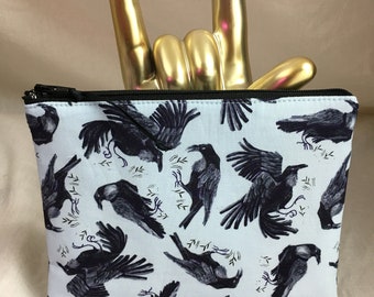 Ravens Padded  Medium Zipper Pouch, Travel Pouch, Cosmetic Bag, Organizer Pouch