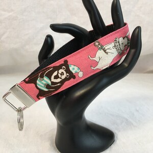 Linen/cotton Animal Parade Wristlet Key Fob, Key Ring, Key Chain - Choose Color