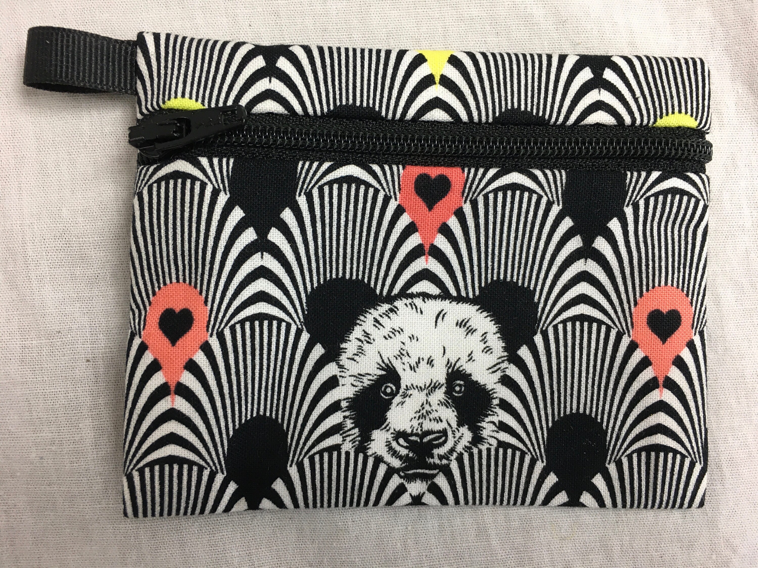 Tula Linework Zebra or Panda Flat Zipper Coin Purse, Credit Tula Linework Zebra or Panda Flat Zipper Coin Purse, Credit