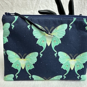 Luna Moth Medium Padded Zipper Bag, Luna Cosmetic Bag, Luna Moth Zipper Bag, Luna Travel Pouch
