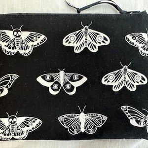 Dead Head Moth Medium Padded Zipper Bag, Moth Cosmetic Pouch,   Oth Travel Pouch