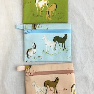 Horses Flat Zipper Coin Purse, Credit Card Wallet, Business Card Case, Air Pod case