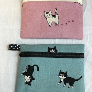 Cute Cats linnen portemonnee met platte ritssluiting, creditcardportemonnee, Air Pod-hoesje, zakje voor oordopjes
