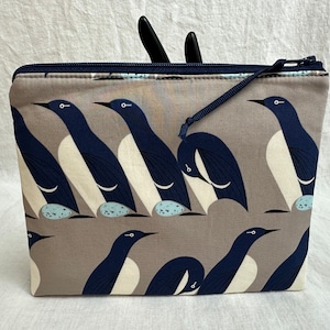 Penguin Medium Padded Zipper Bag, Penguin Cosmetic Bag, Penguin Accessory Pouch
