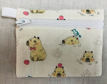Capybara Flat Zipper Coin Purse, Credit Card Wallet, Earbudd Pouch, Air Pad Case