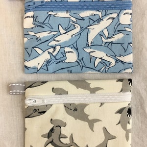 Monedero plano con cremallera Sharks, funda para AirPod, billetera para tarjetas de crédito, estuche para tarjetas de presentación
