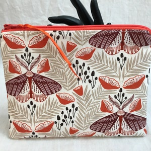 Moths Medium Padded Zipper Bag,  Moth Coametic Bag, Moth Treave Pouch, Moth Gadget Bag