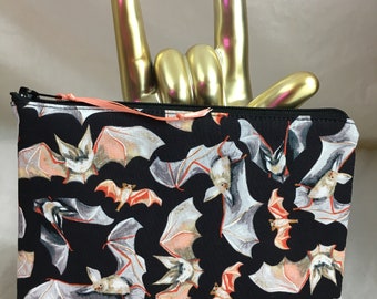Bats Padded Medium Zipper Pouch, Cosmetic Bag, Gadget Bag, Organizer Pouch