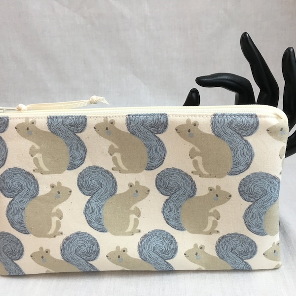 Cute Squirrels Padded Zipper Bag, Gadget Bag, Organizer Bag, Accessory Bag, Cosmetic Bag