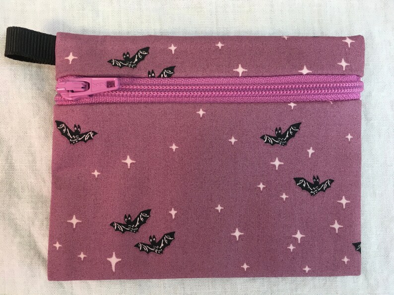 Halloween Bat, Ghost or Pumpkin Flat Zipper Coin Purse, AirPod Case, Credit Card Wallet, Earbud Pouch - New Color image 4