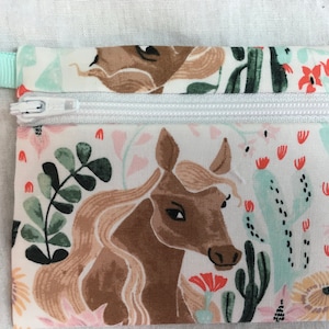 Horse Flat Zipper Coin Purse, Credit Card Wallet, AirPod Case, Earbud Pouch