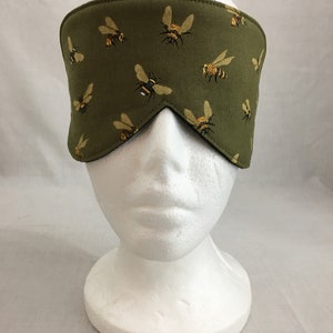 Bees on Olive Sleep Mask Set, Eye Mask, Travel Mask, Blindfold, Sleeping Mask