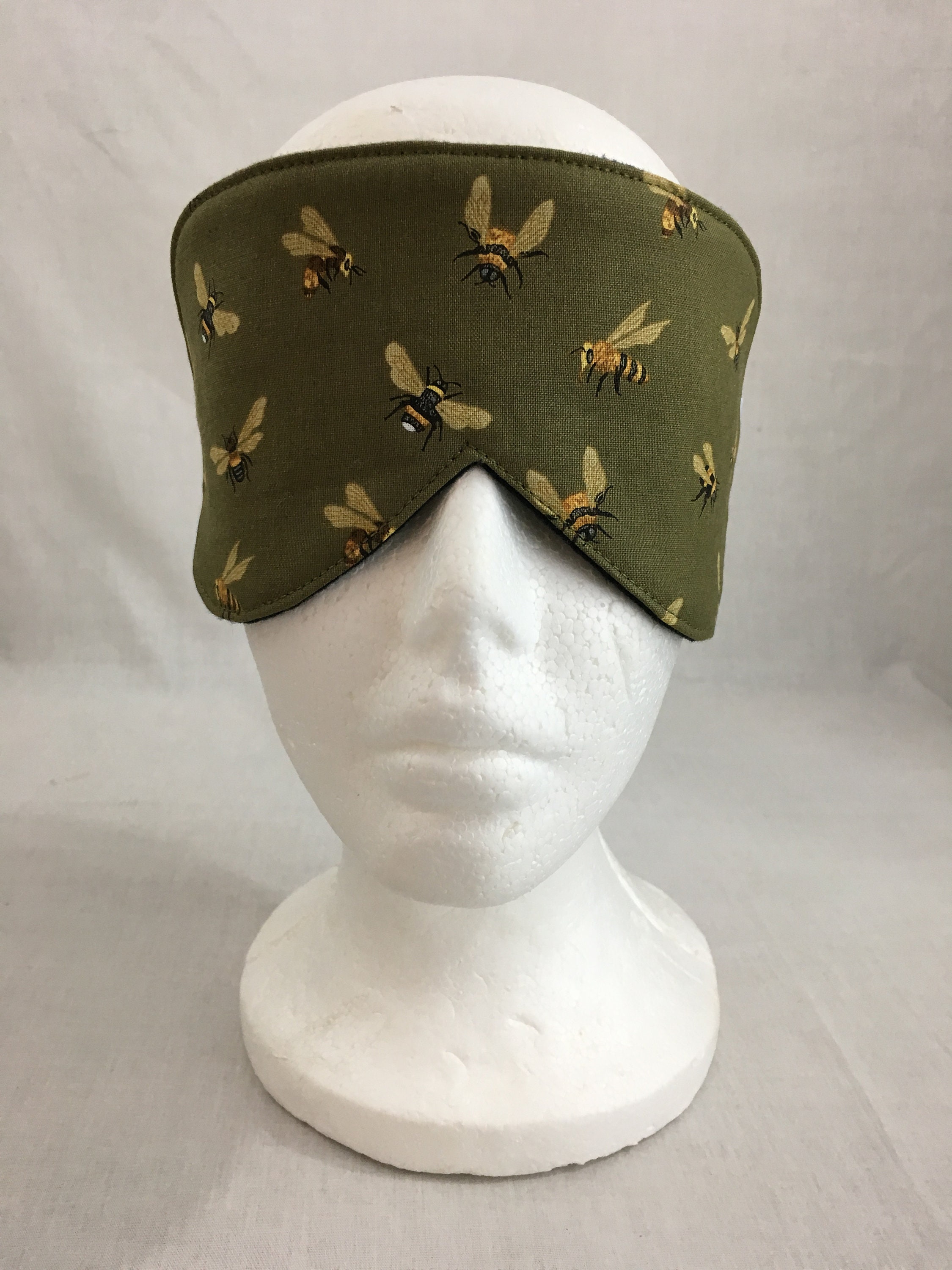 Bees on Olive Sleep Mask Set, Eye Mask, Travel Mask, Blindfold, Sleeping Mask