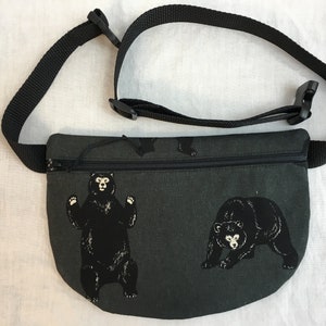 Black Bear Waist Pack, Fanny Pack, Waist Bag, Festival Bag, Hip Pouch