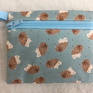Hedgehog Flat Xipper Coin Purse, Credit Card Wallet, AirPod Case, Gadget Pouch