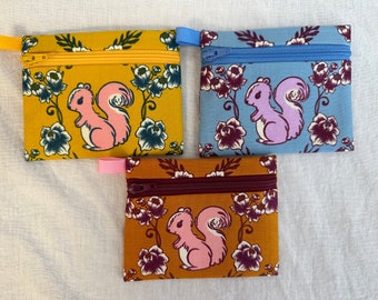 Cute Squirrel Flat Sipper Coin Purse, Credit Card Wallet, Business Card Case, Pocket Coin Purse