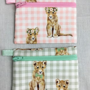 Porta-moedas com zíper plano Baby Lions, carteira para cartão de crédito, bolsa para fones de ouvido, capa para air pod