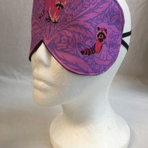 Raccoon Tula Pink Sleep Mask, Eye Mask, Travel Mask, Spa Mask - Choose Color