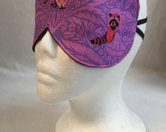 Raccoon Tula Pink Sleep Mask, Eye Mask, Travel Mask, Spa Mask - Choose Color