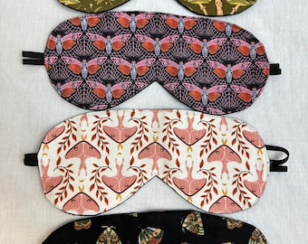 Moths Sleep Mask Set, Eye Mask, Blindfold, Travel Mask - Choose Color