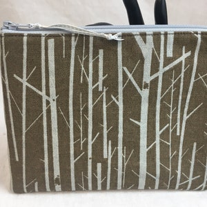 Trees Canvas Zipper Pouch, Medium Padded Pouch, Travel Pouch, Cotton Zipper Bag