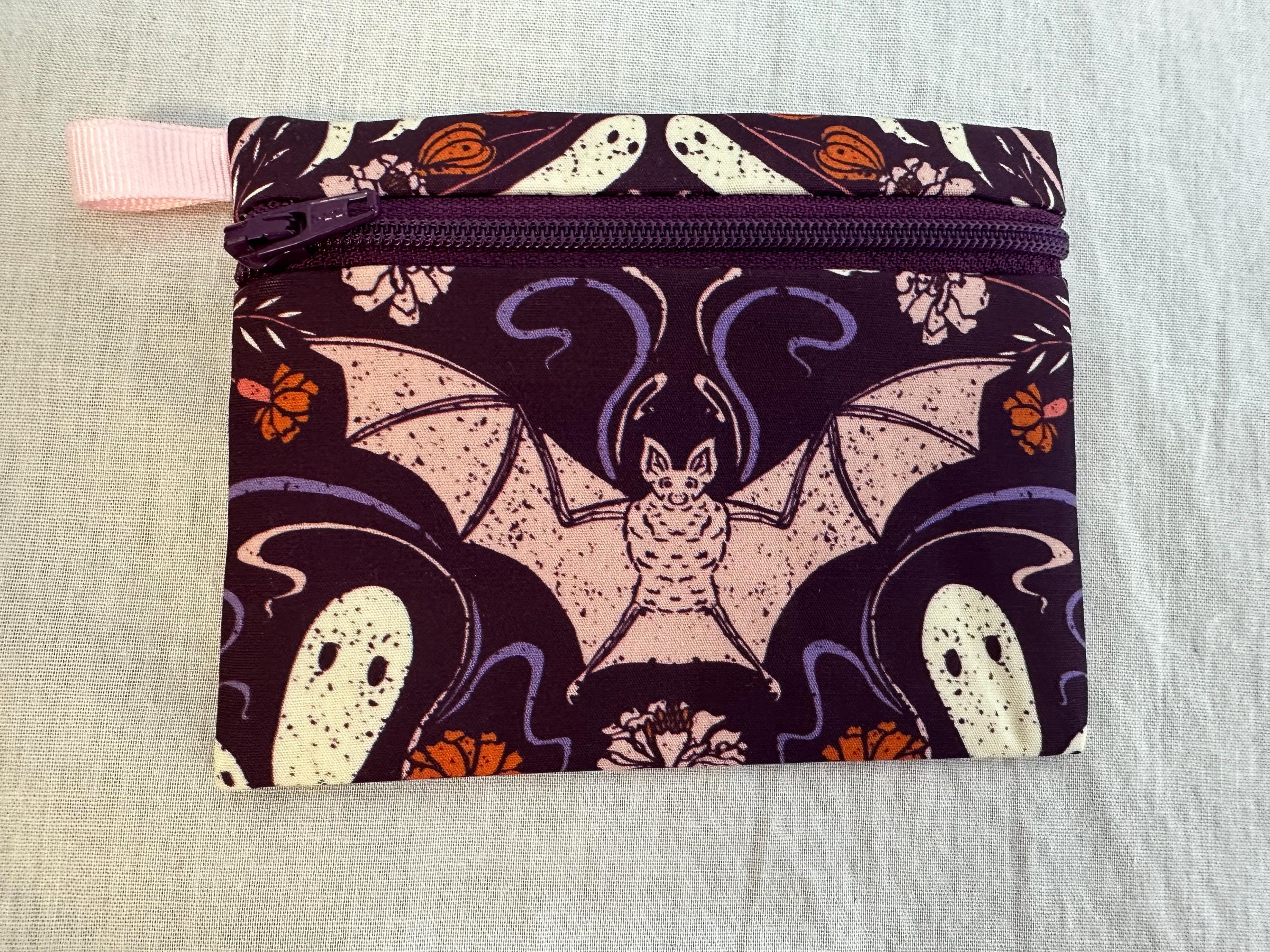 ハロウィンのフクロウまたはコウモリのフラットファスナー小銭入れ