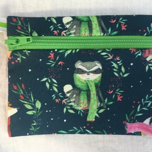 Holiday Animals Flat Zipper Coin Purse, Credit Card Wallet, AirPod Case, earbud pouch