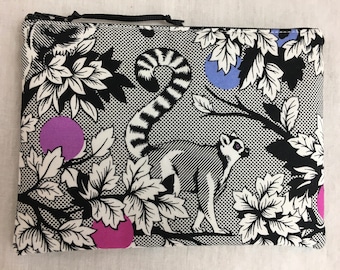 Tula Pink Linework Lemur Padded Medium Zipper Bag, Cosmetic Bag, Travel Pouch, Gadget Bag
