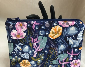 Foxes and Mushrooms Padded Medium Zipper Bag, Cosmetic Bag, Organizer Pouch, Gadget Bag