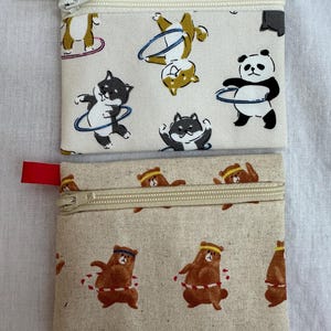 Animals/Hula Hoops Flat Zipper Coin Purse, Earbud Case, Business Card Case