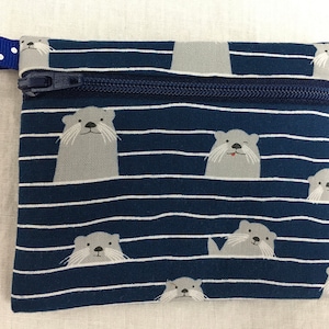Otter Flat Zipper Coin Purse, Air Pod Case, Earbud Pouch, Credit Card Wallet