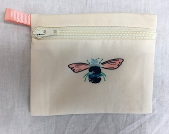 Bees Flat Zipper Coin Purse, Credit Card Wallet, Earbud Pouch, AirPod Case