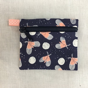 Moths and the Moon Zipper Coin Purse, Credit Card Case, Earbud Pouch, iPod Holder