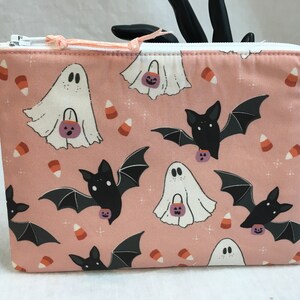 Bats and Ghosts Medium Padded Zipper Bag, Cosmetic Pouch, Accessory Bag, Organizer Pouch