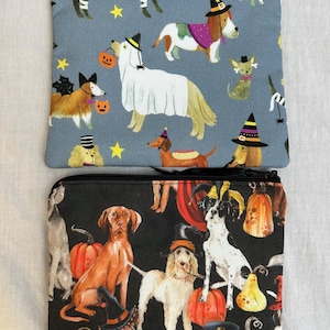 Dogs in Halloween Costumes Medium Padded Zipper Bag, Dogs Pouch, Halloween Dogs